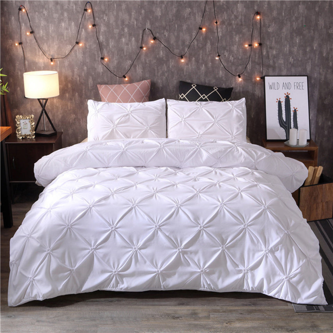 Bedding Set Ruched Look - Diamond Pleats Design