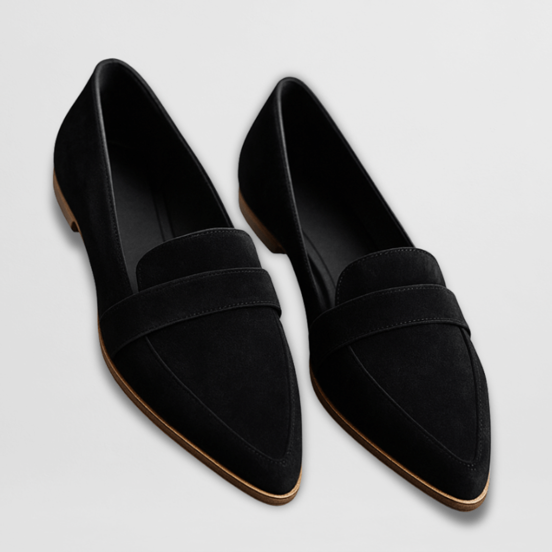 Damen Wildleder Loafer Spitze Zehenpartie Flache Sohle Büro