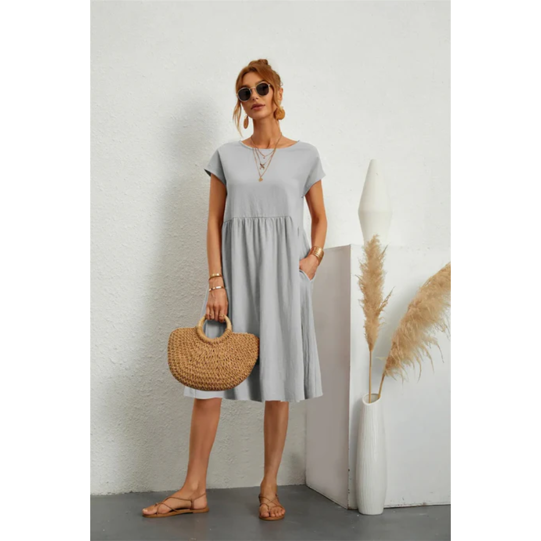 Women's Midi Dress - A-Line with Pockets