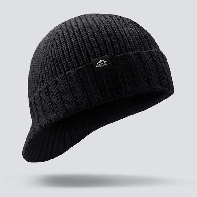 Gorro de Invierno para Hombre – Beanie de Punto Acanalado con Dobladillo