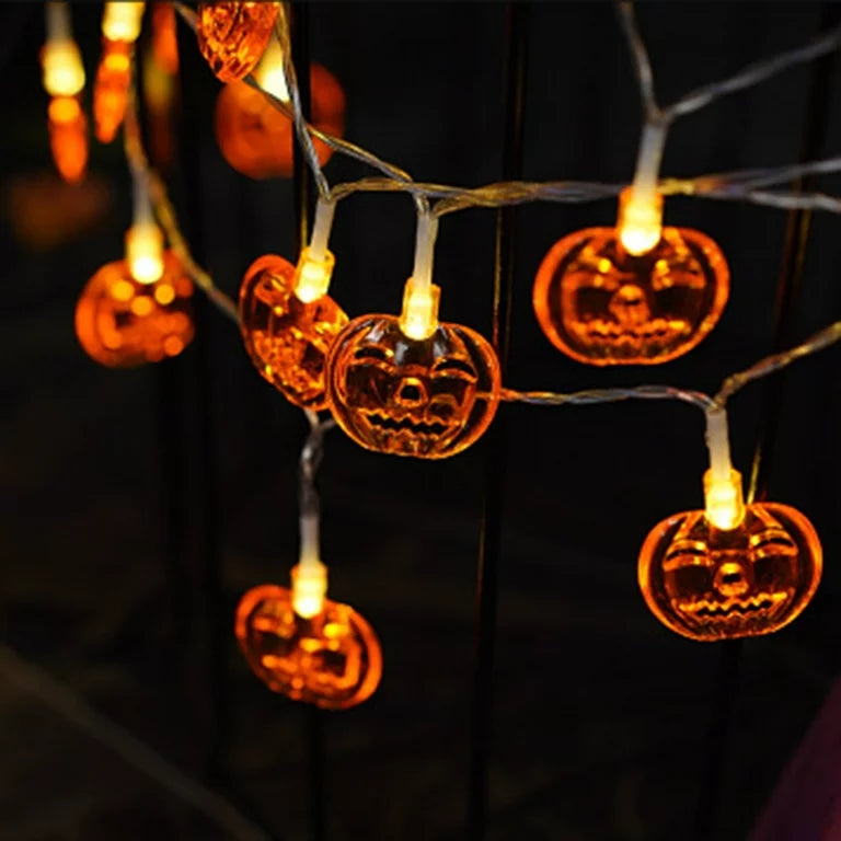 Girlanda świetlna LED z pająkami, dyniami i duchami - dekoracje halloweenowe do wnętrz i na zewnątrz