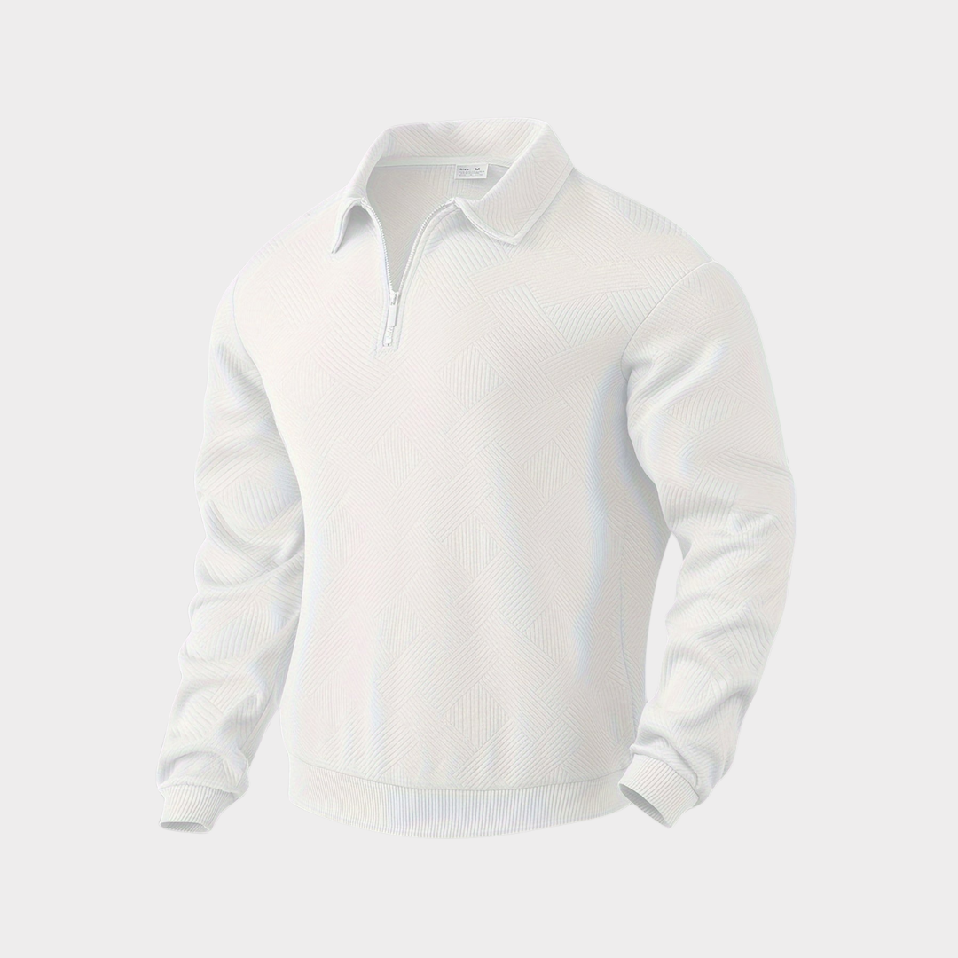 Herren Pullover mit Viertel-Reißverschluss - Geometrisches Design
