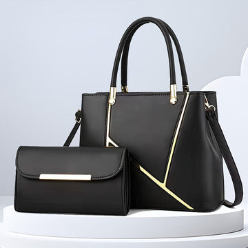 Damen-2-teiliges Clutch- & Handtaschen-Set – Geometrisches Design