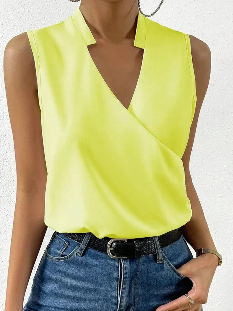 Top elegante senza maniche con scollo a V da donna