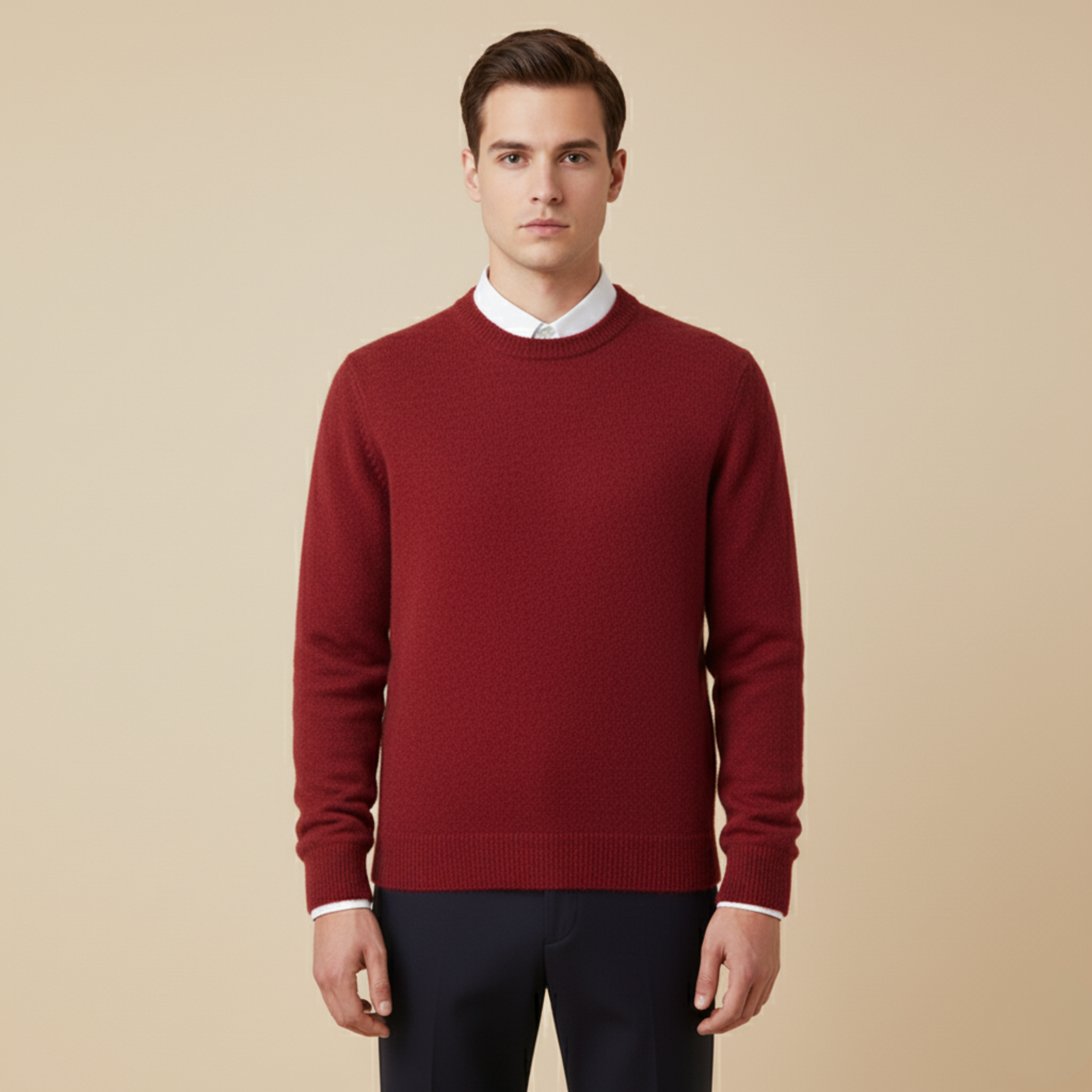 Herren Weicher Kaschmir Pullover - Gestrickter Rundhalsausschnitt