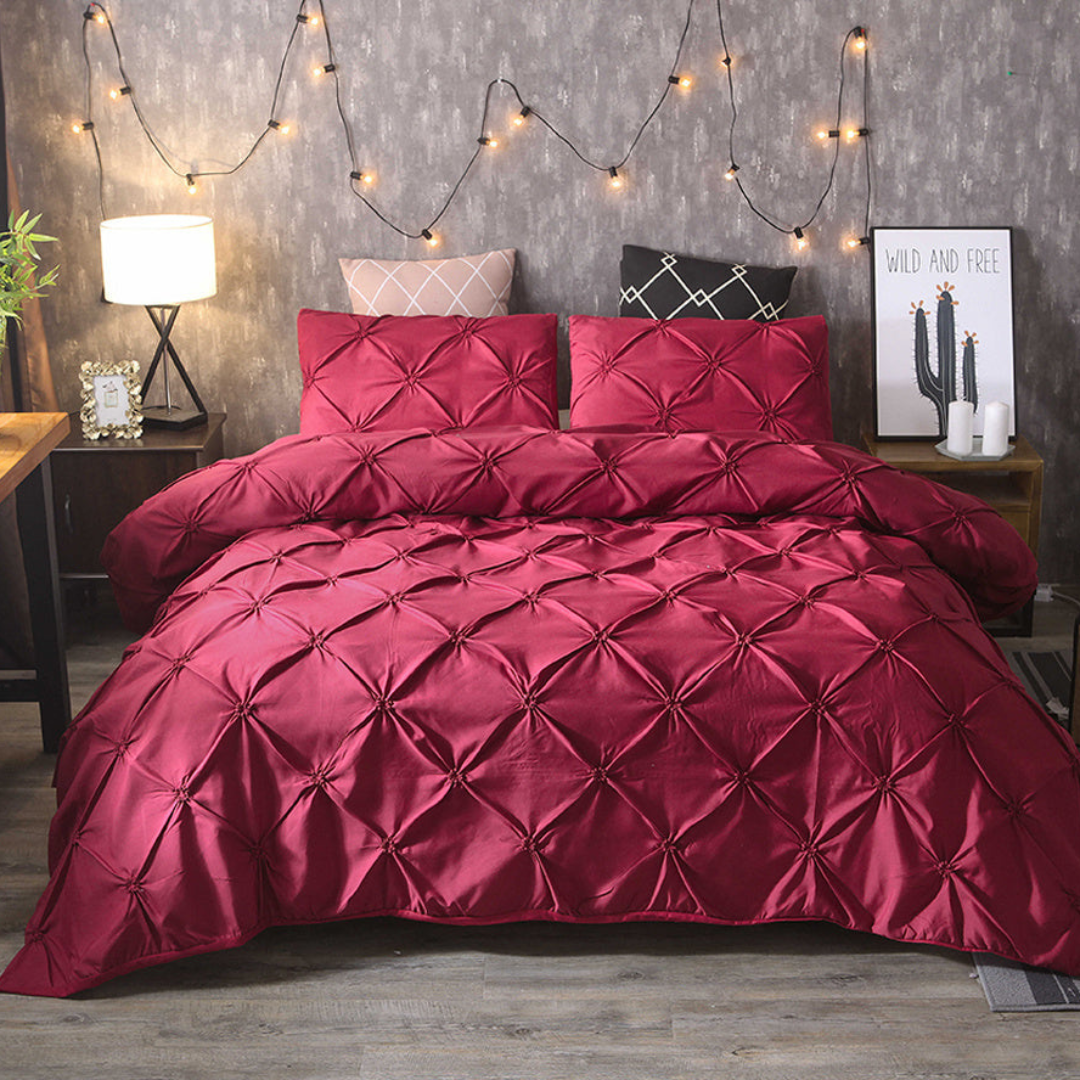 Bedding Set Ruched Look - Diamond Pleats Design