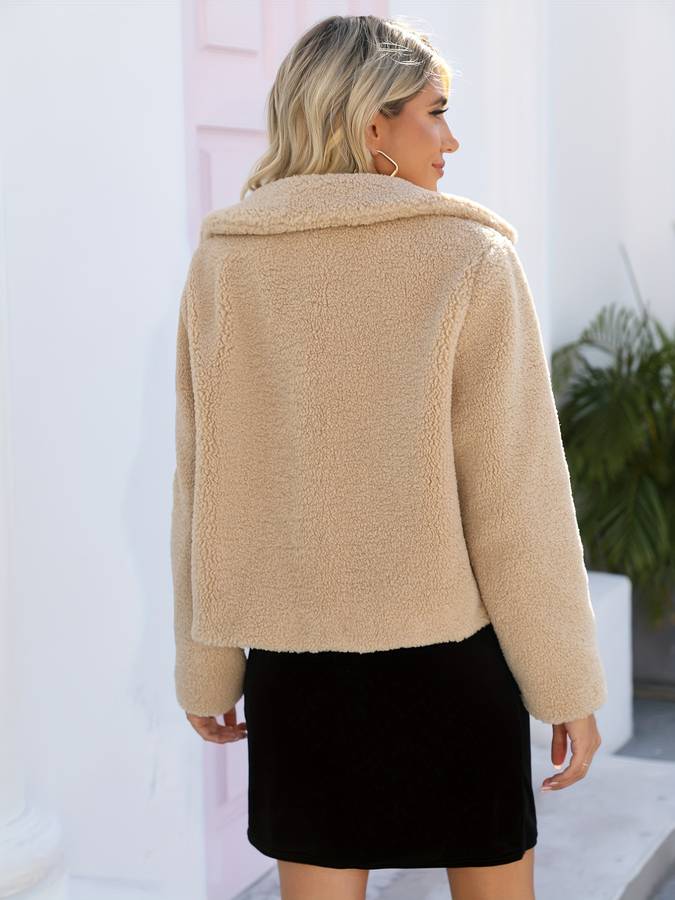 Women's Beige Winter Coat – Toggle Closure
