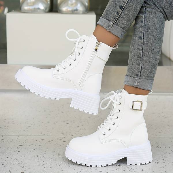 Botines de combate para mujer – Plataforma y cremallera lateral