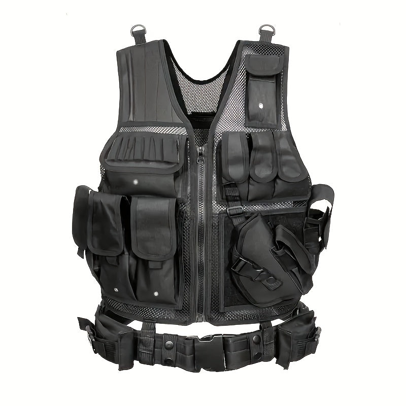 Chaleco de malla táctico unisex – funda ajustable y cinturón desmontable