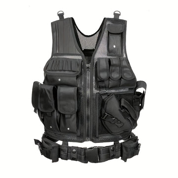 Chaleco de malla táctico unisex – funda ajustable y cinturón desmontable
