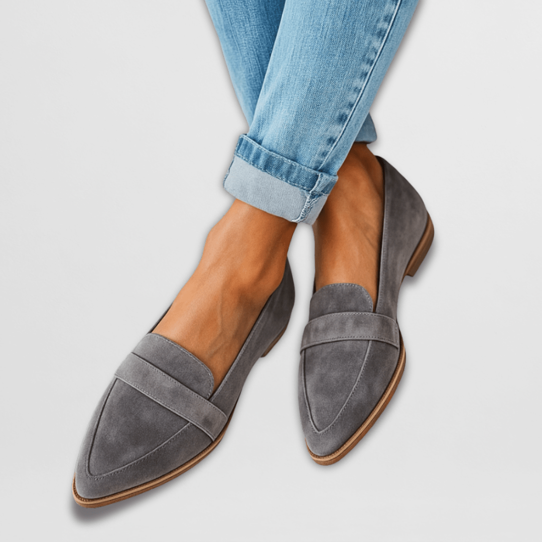 Damen Wildleder Loafer Spitze Zehenpartie Flache Sohle Büro