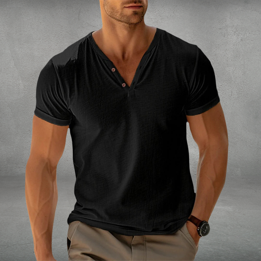 Men's Henley Shirt - Slim Fit & Button-Up
