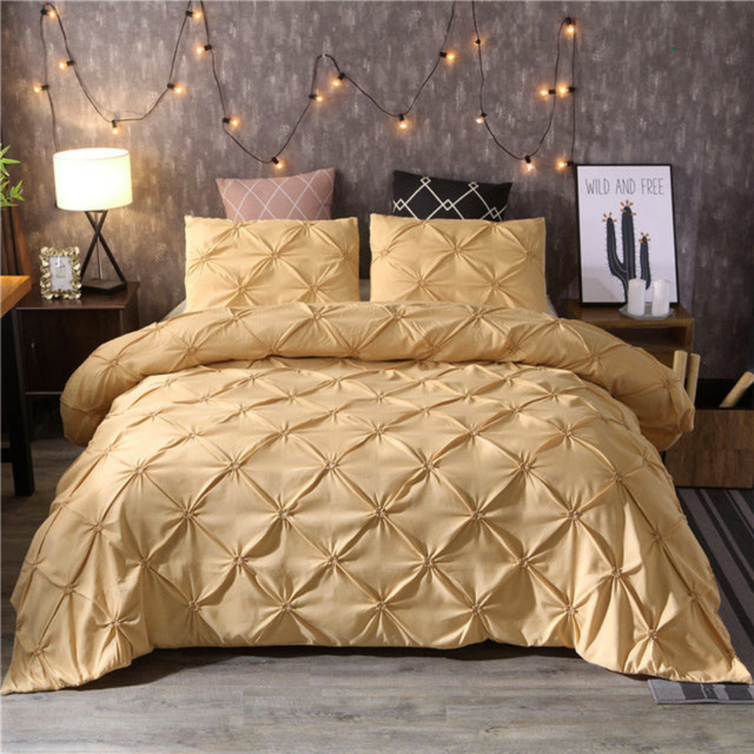 Bedding Set Ruched Look - Diamond Pleats Design