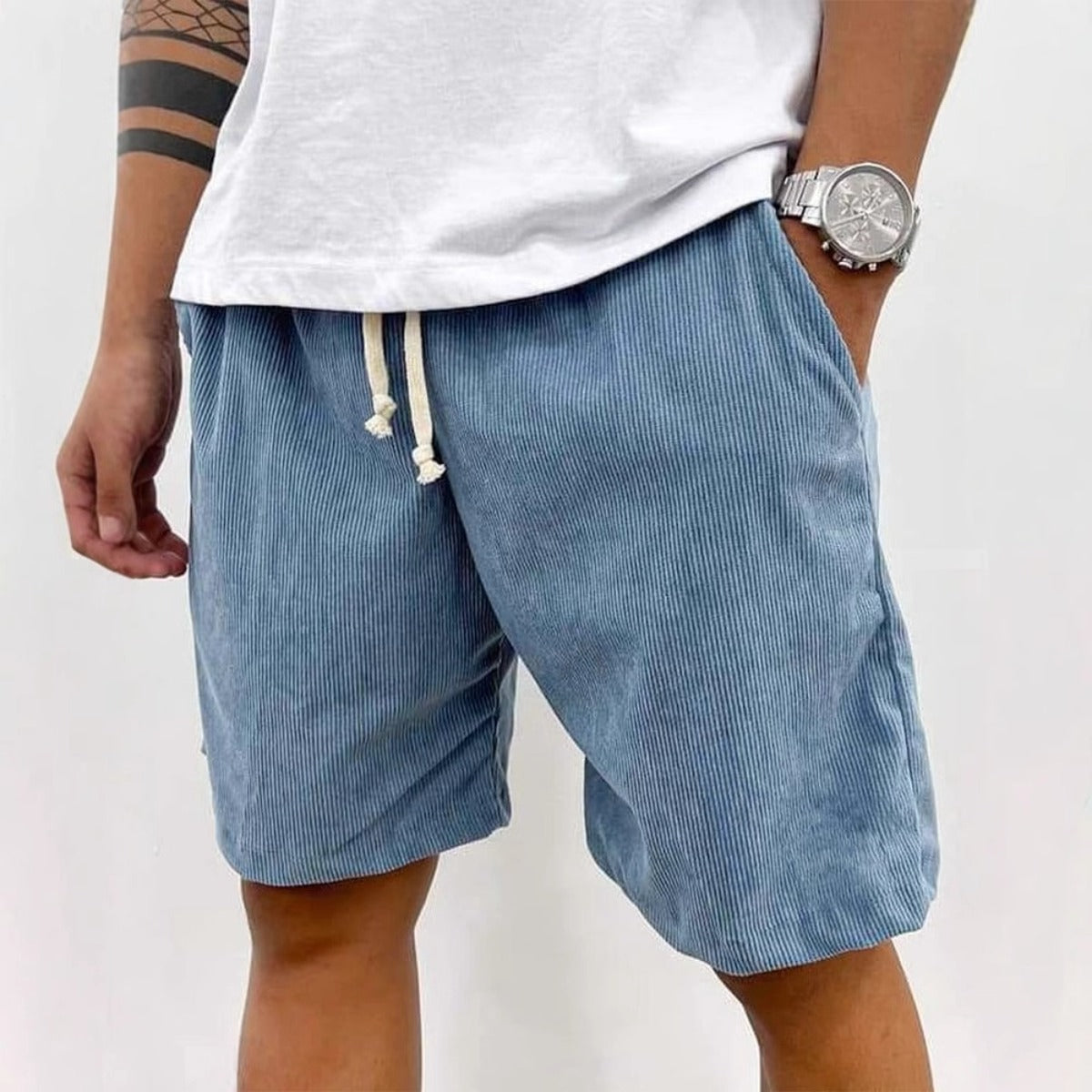 Men's Corduroy Shorts - Relaxed Fit with Drawstring Waist