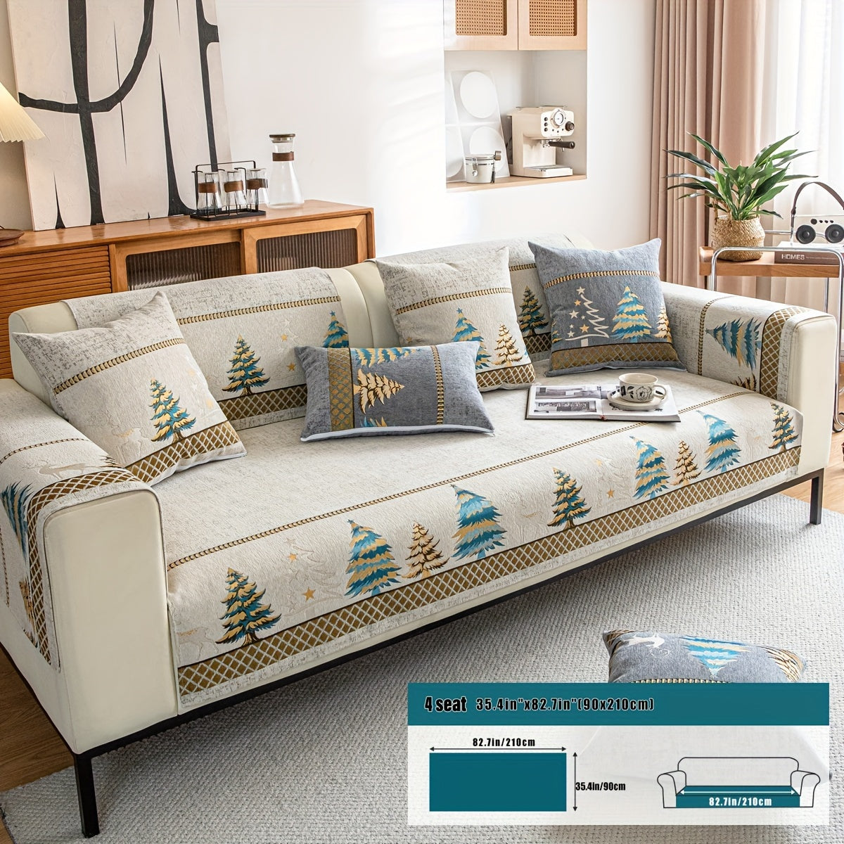 Funda de Sofá Manta Navideña Festiva – Protector de Sofá Antideslizante