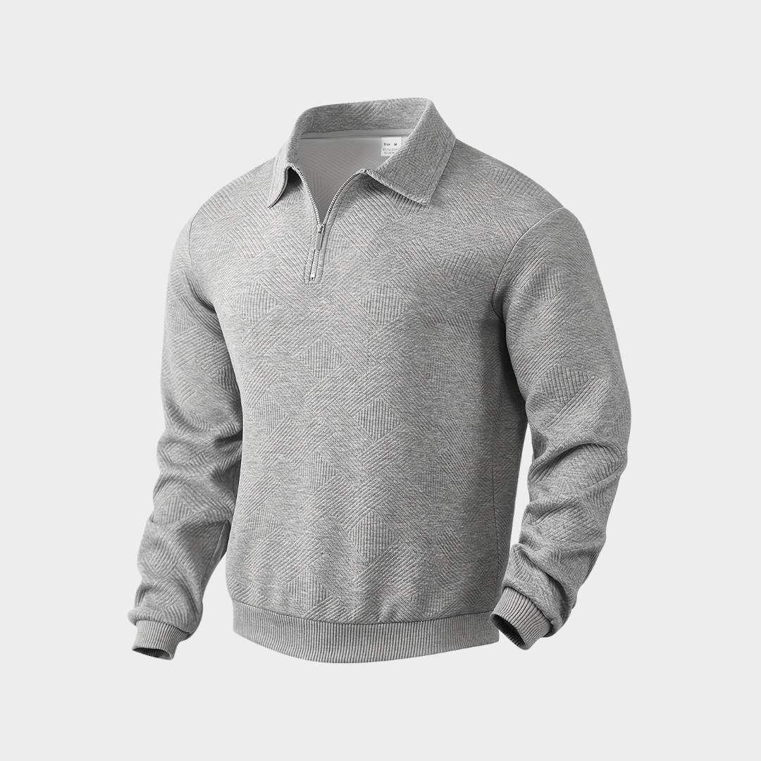 Herren Pullover mit Viertel-Reißverschluss - Geometrisches Design