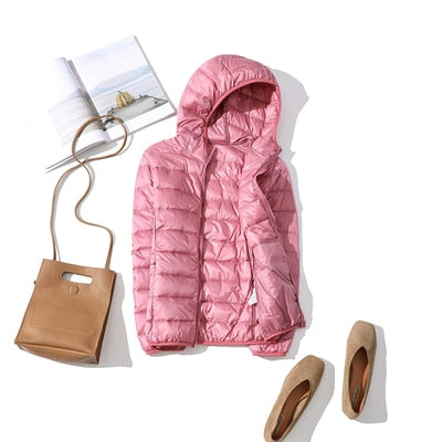 Women's hooded puffer jacket - cozy outerwear