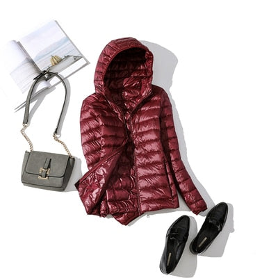 Women's hooded puffer jacket - cozy outerwear
