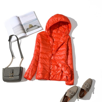 Women's hooded puffer jacket - cozy outerwear