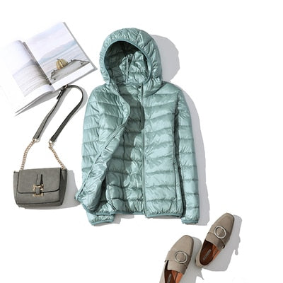 Women's hooded puffer jacket - cozy outerwear