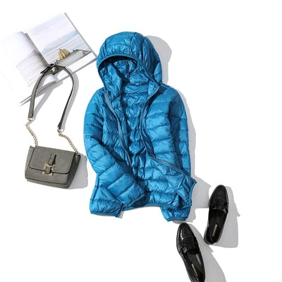 Women's hooded puffer jacket - cozy outerwear