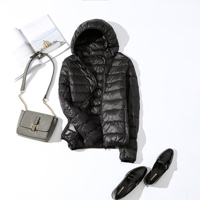 Women's hooded puffer jacket - cozy outerwear