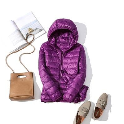 Women's hooded puffer jacket - cozy outerwear