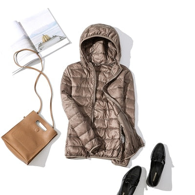 Women's hooded puffer jacket - cozy outerwear