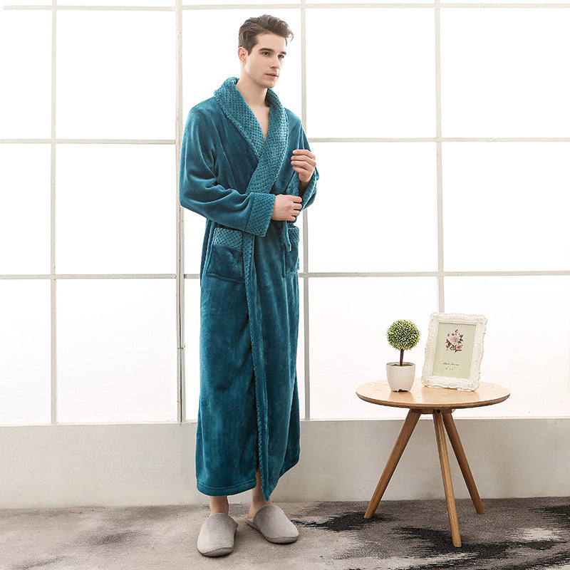 Unisex gestructureerde ochtendjas - sjaalkraag badjas