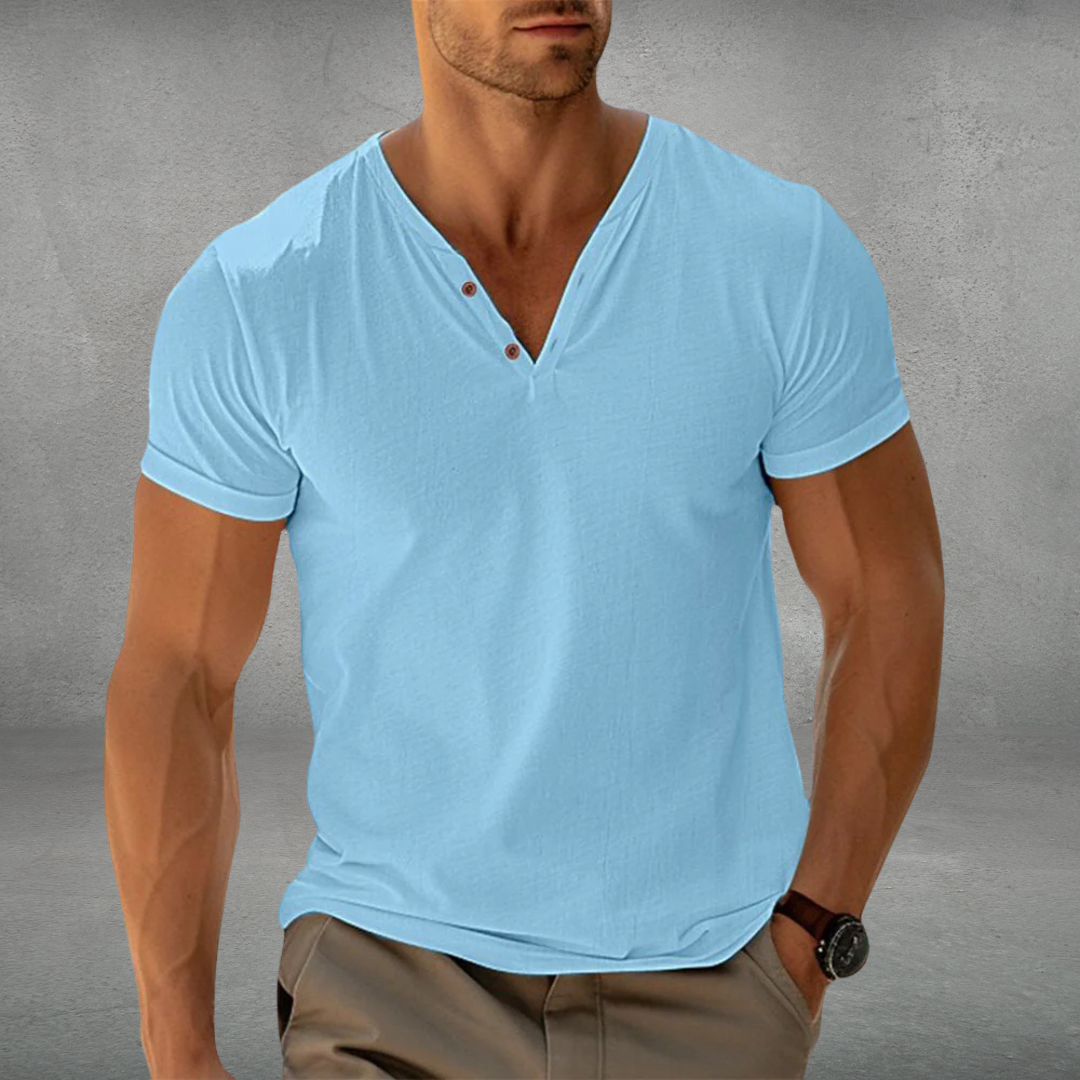 Men's Henley Shirt - Slim Fit & Button-Up