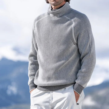 JM - Stilvoller Herbst Gerippter Rollkragenpullover mit Slim-Fit für Herren