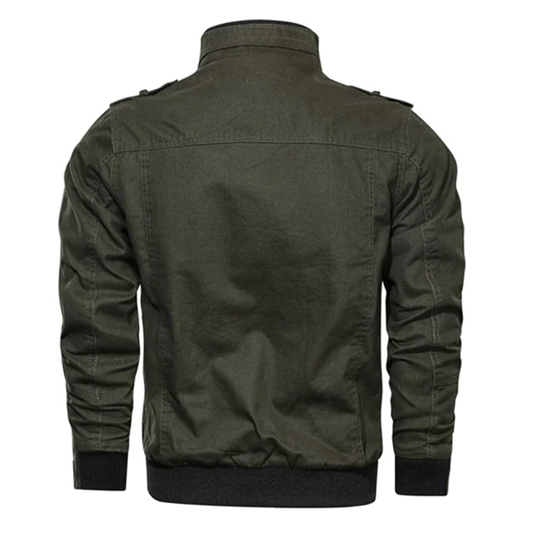 Men's Military Style Bomber Jacket - Windproof & Multi-Pocket