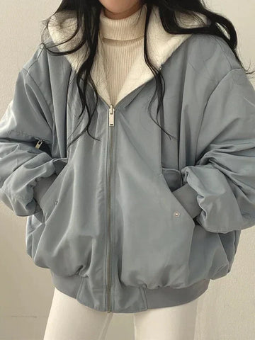 Damen Wende-Winterjacke - Warme Oversized Passform