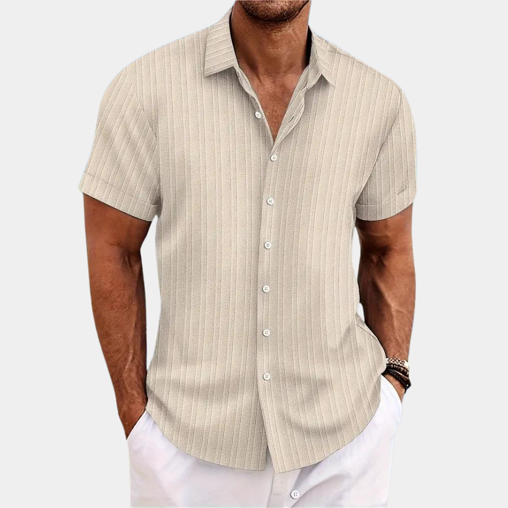 Herren Gestreiftes Hemd - Button-Down mit Kurzarm