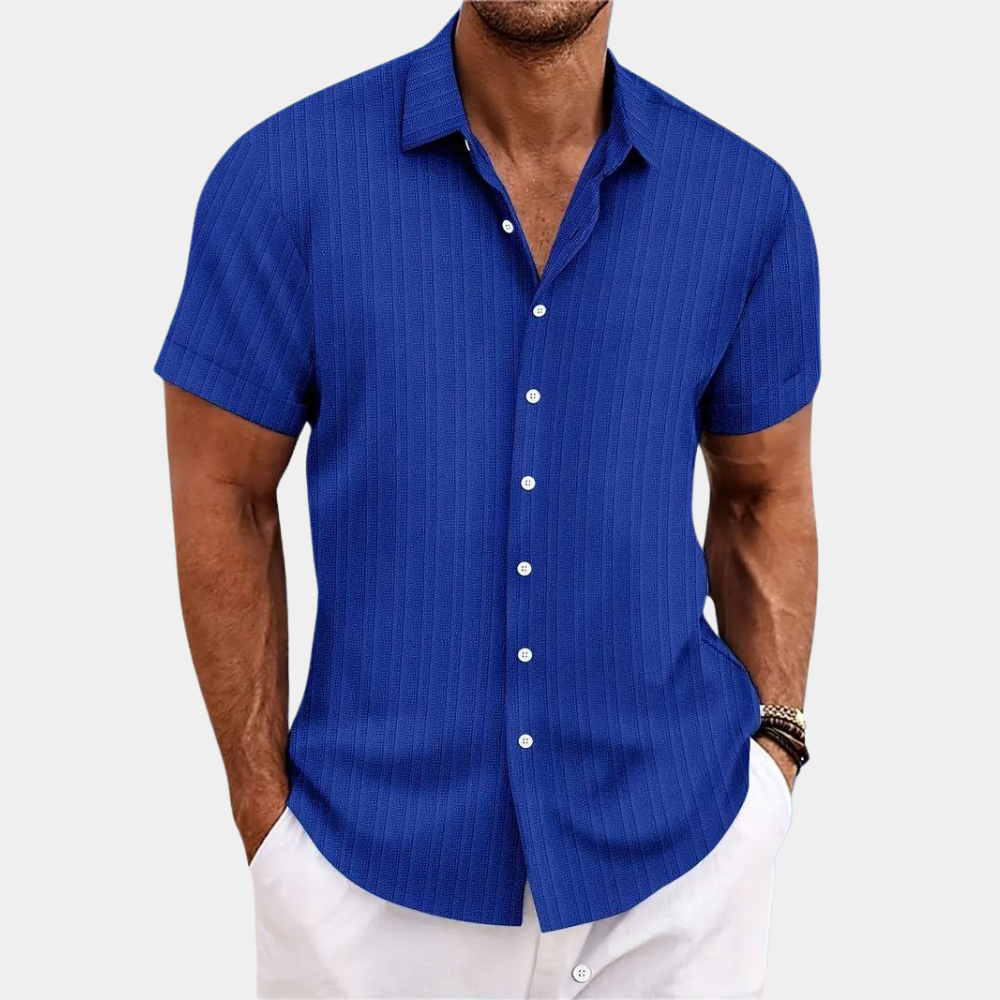 Herren Gestreiftes Hemd - Button-Down mit Kurzarm