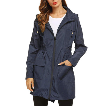 Damen Leichte Wasserdichte Jacke - Elastische Taille Design