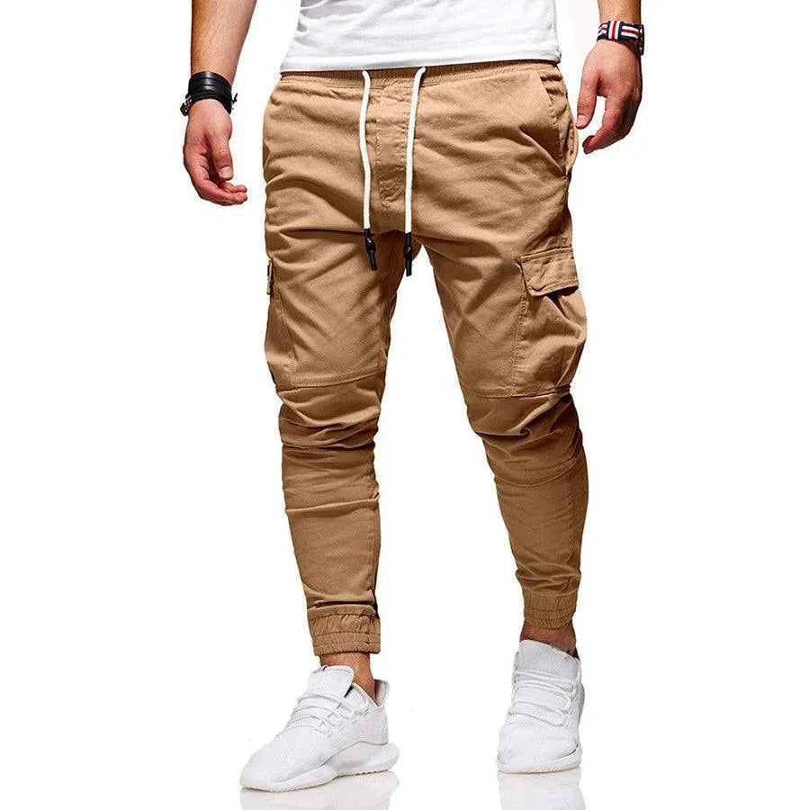 Men's Drawstring Cargo Pants - Slim Fit Jogger Style