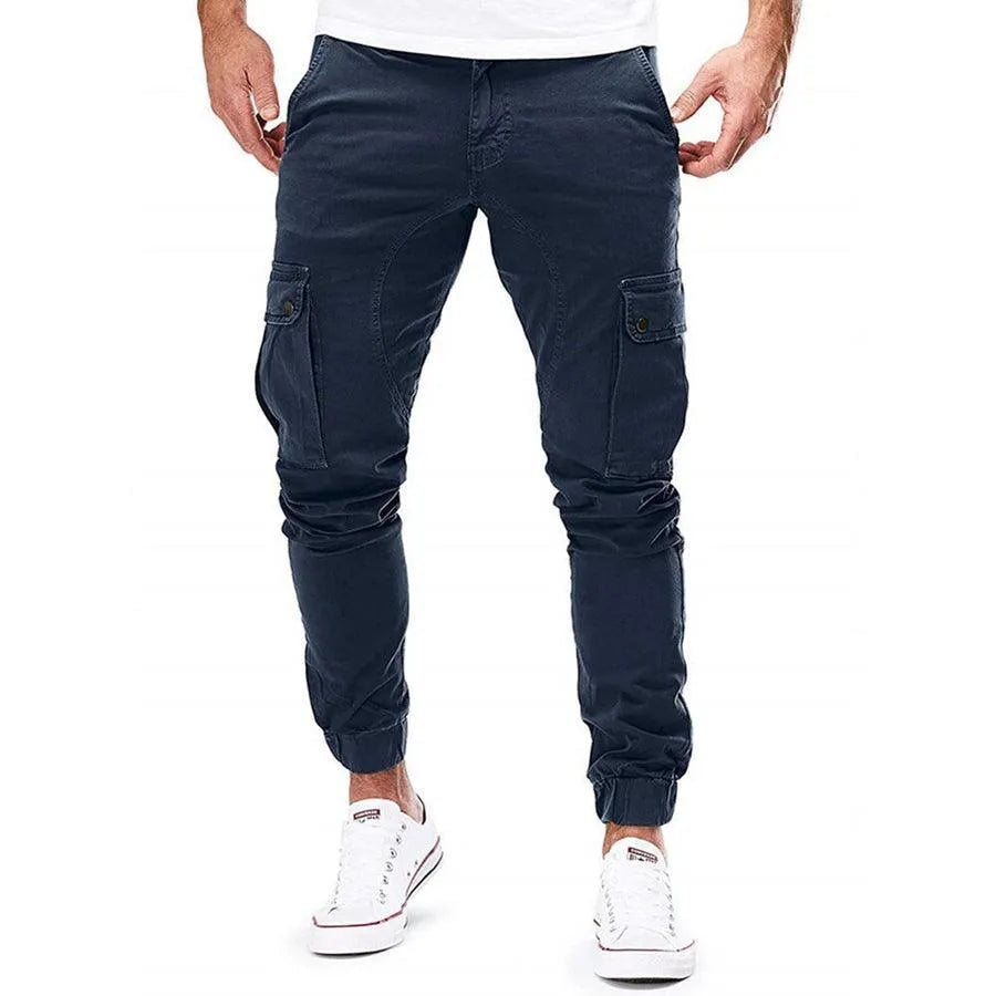 Men's Drawstring Cargo Pants - Slim Fit Jogger Style