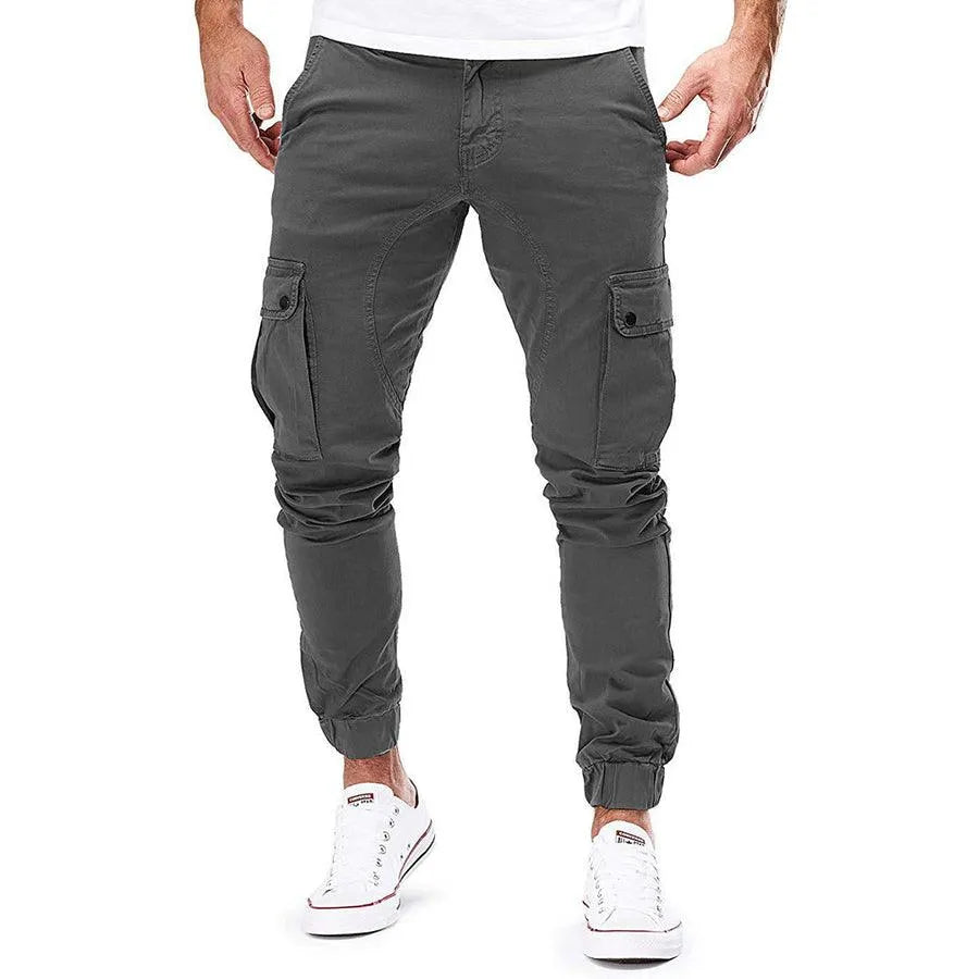 Men's Drawstring Cargo Pants - Slim Fit Jogger Style