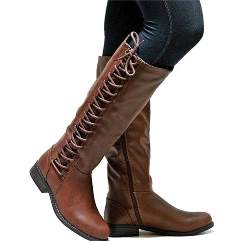 Botas altas para mujer - Con cordones laterales y cremallera