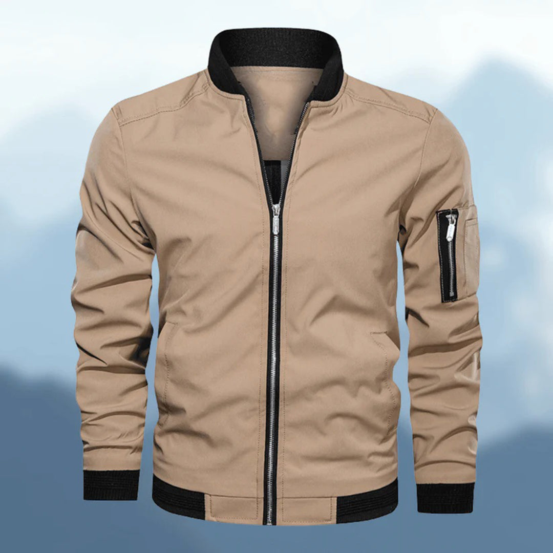 Men's Windproof Bomber Jacket - Zipper & Lightweight Outerwear