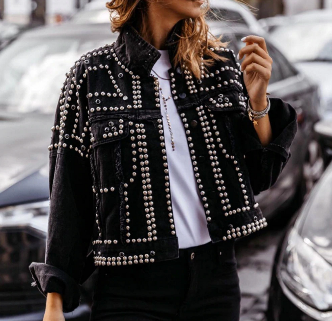 Women's Riveted Jacket - Decorated with Studs