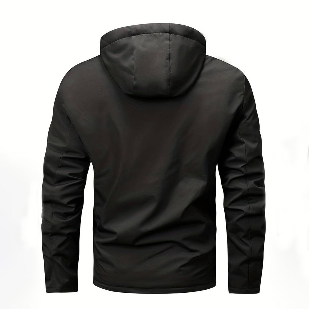 Men's Black Windbreaker with Hood - Cozy Outerwear
