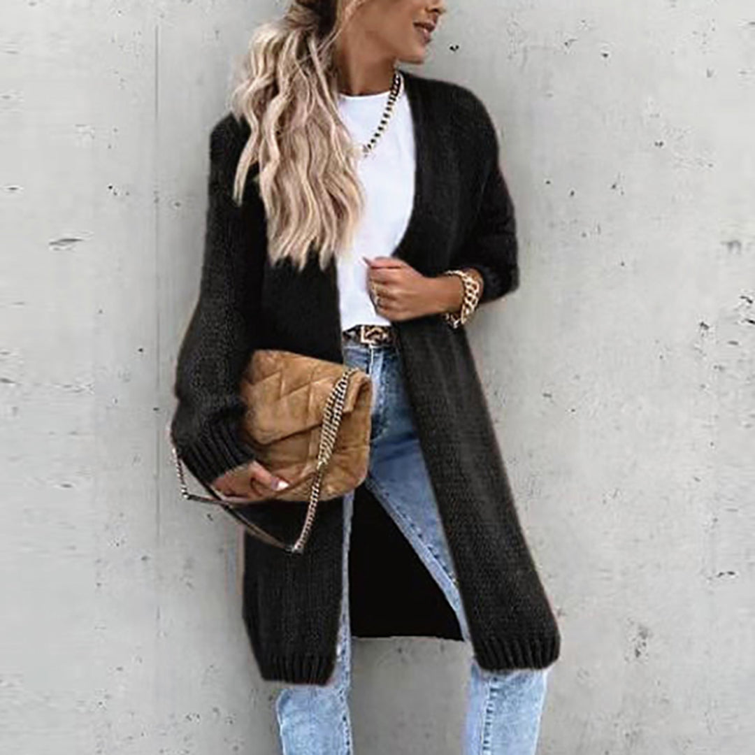 Damen Lange Strickjacke – Stil mit offener Vorderseite