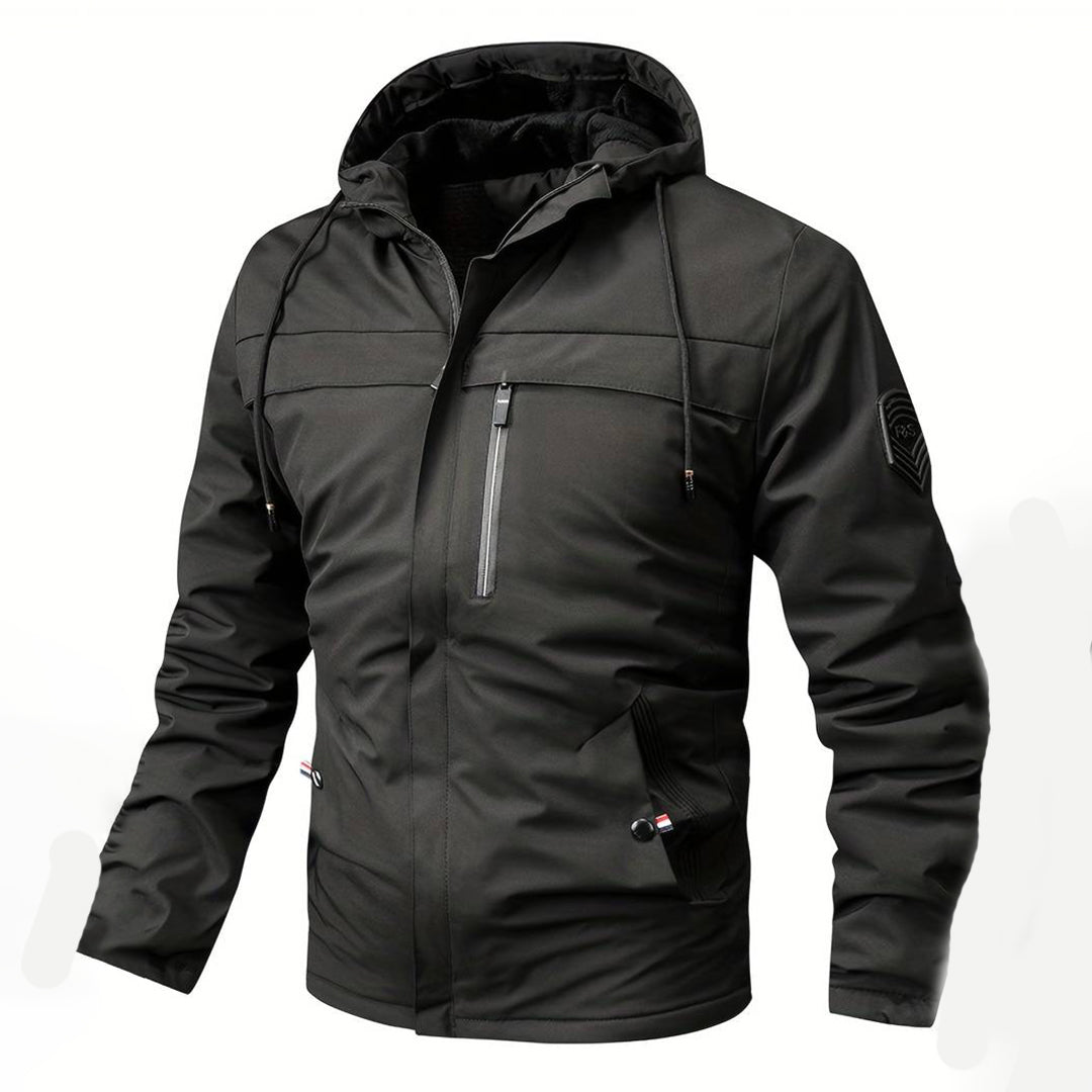 Herren Schwarzer Windbreaker mit Kapuze - Gemütliche Oberbekleidung