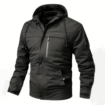 Herren Schwarzer Windbreaker mit Kapuze - Gemütliche Oberbekleidung