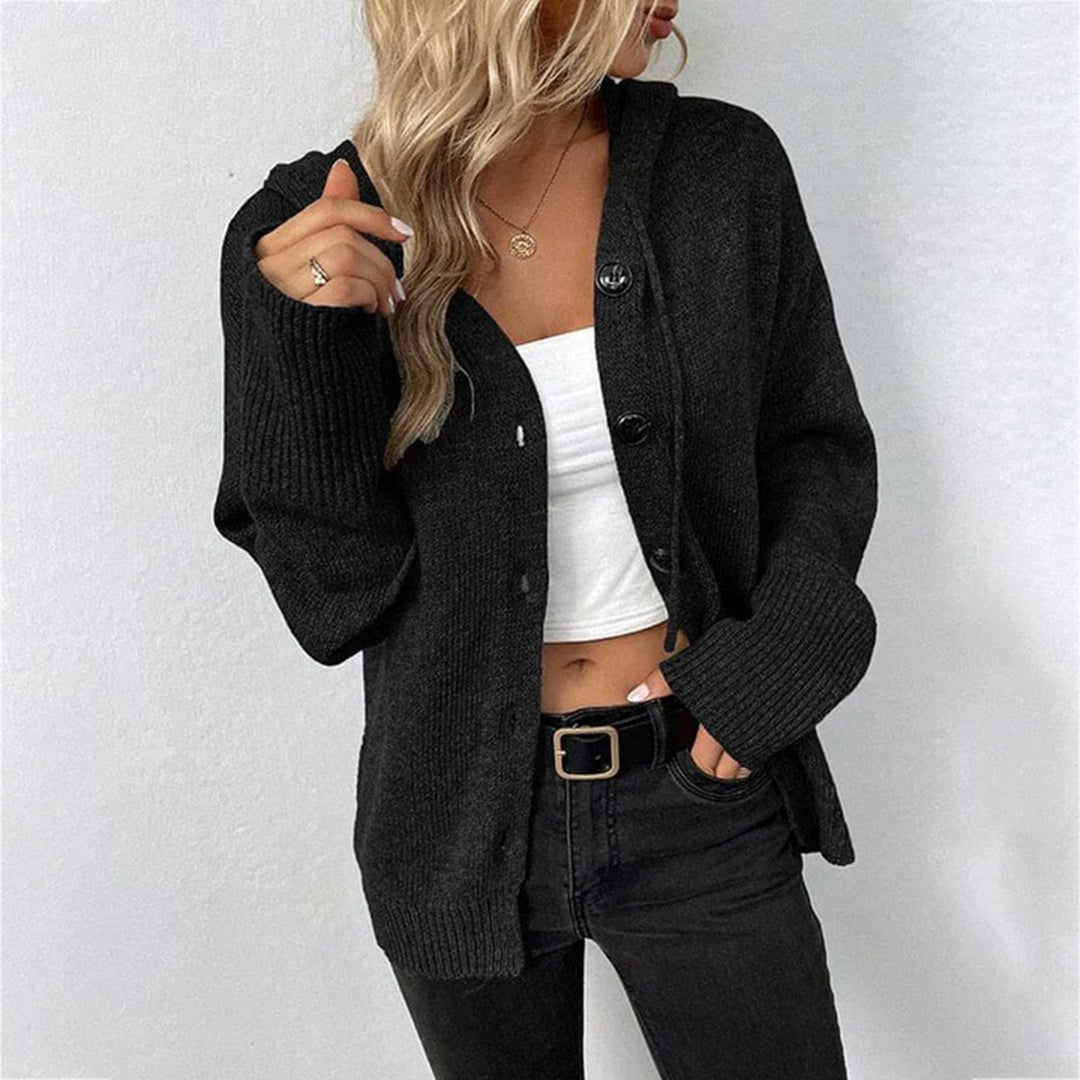 Women's knitted jacket with hood – Comfortable & loose fit