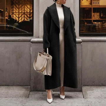 Damen Langer Mantel – Kerb-Reverskragen mit Aufgesetzten Taschen
