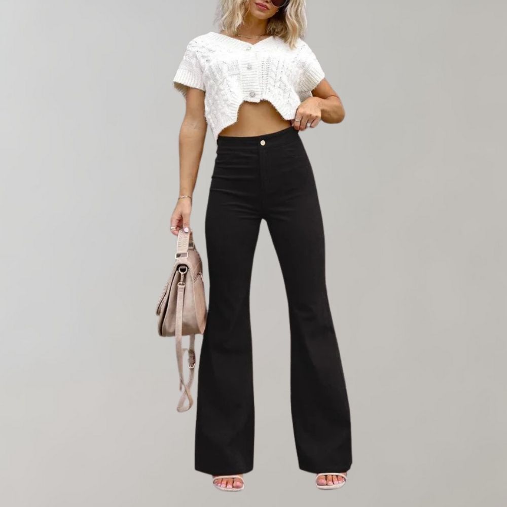 Women's Flared Jeans - High-Waist with Button Fly