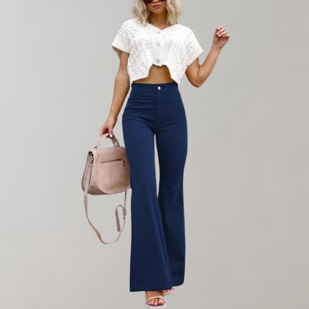 Women's Flared Jeans - High-Waist with Button Fly